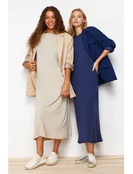 Navy Blue-Mink 2-Pack 100% Cotton Knitted Lining Dress - 1