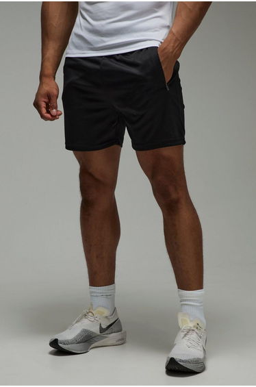 Man Active Zip Pockets Stretch 5inch Gym Short - black