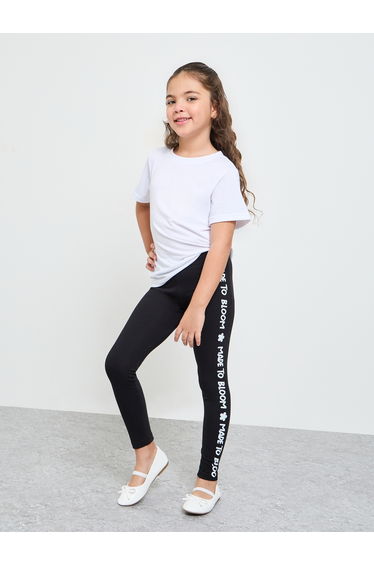 Girls Side Panel Print Leggings