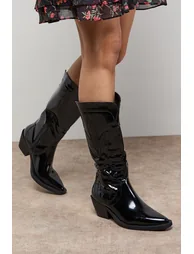 Louise Faux Leather Stitch Detail Western Knee Boots