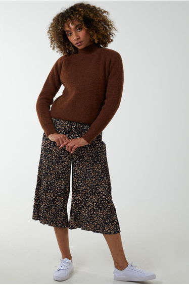 Animal Print Cropped Trousers