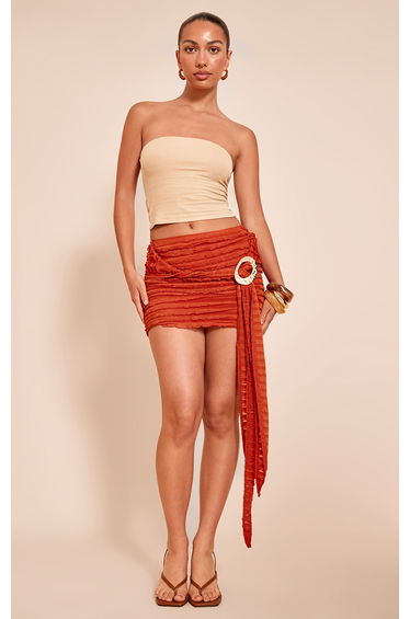 Rust Extreme Ruffle Mini Skirt
