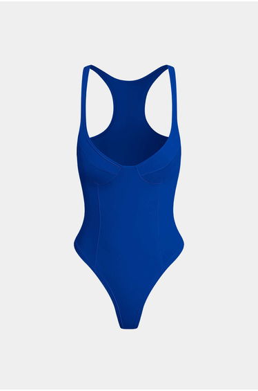 Basic Solid Deep-V Neck Bustier Sleeveless Bodysuit