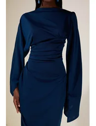 فستان ماكسي بأكمام كاب جيرسية مزموم - 6