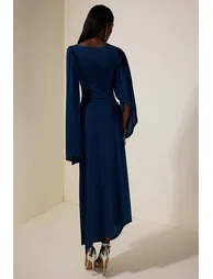 فستان ماكسي بأكمام كاب جيرسية مزموم - 2