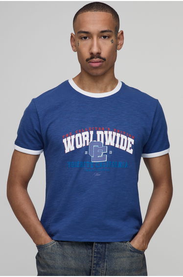 Collector's Edtn Worldwide Ringer Shrunken Boxy T-shirt - navy