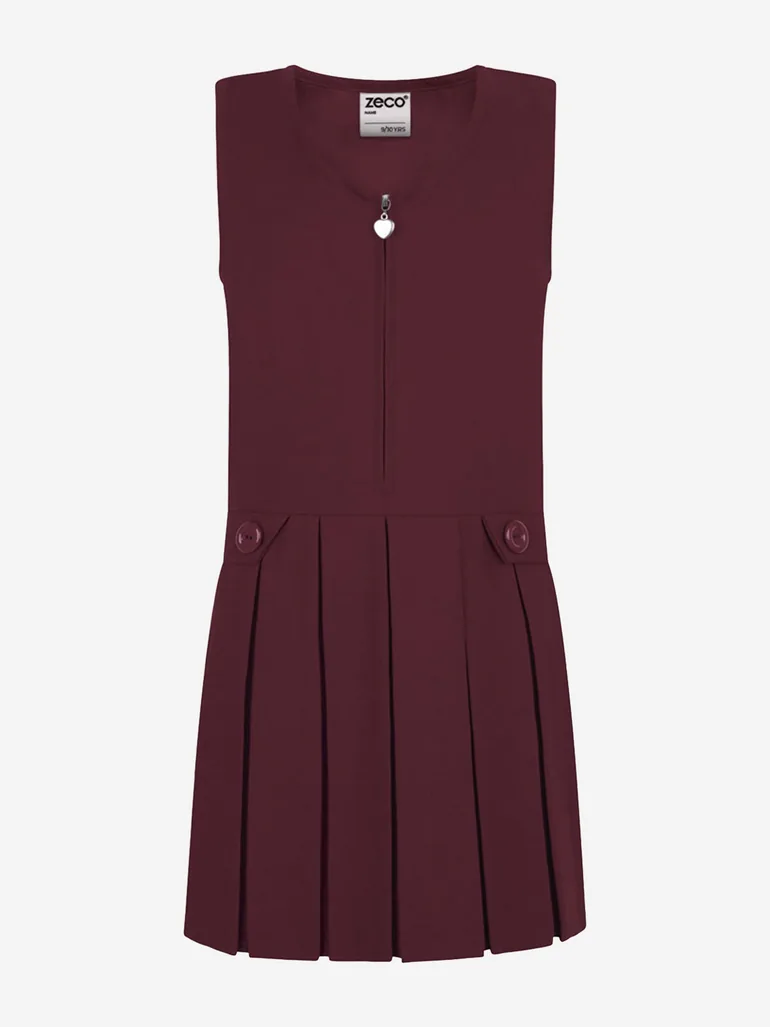 Zeco Girls School Zip Front Pinafore Dress in Purple