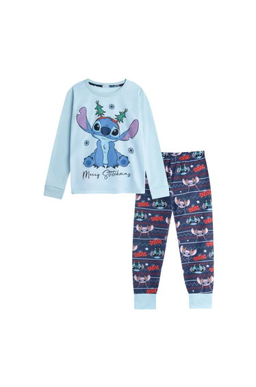 Lilo & Stitch Childrens/Kids Long-Sleeved Christmas Long Pyjama Set - Blue