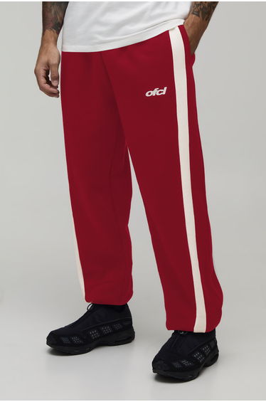 Baggy Fit Panelled Bungee Hem Jogger - red