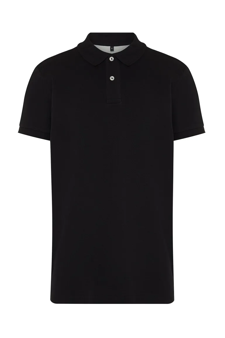 Black Men's Color Blocked Regular/Normal Cut 100% Cotton Polo Collar T-shirt - 6