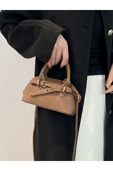Solid Double Top Handle Handbag