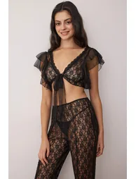 Black lace plain capless underwear set - 5