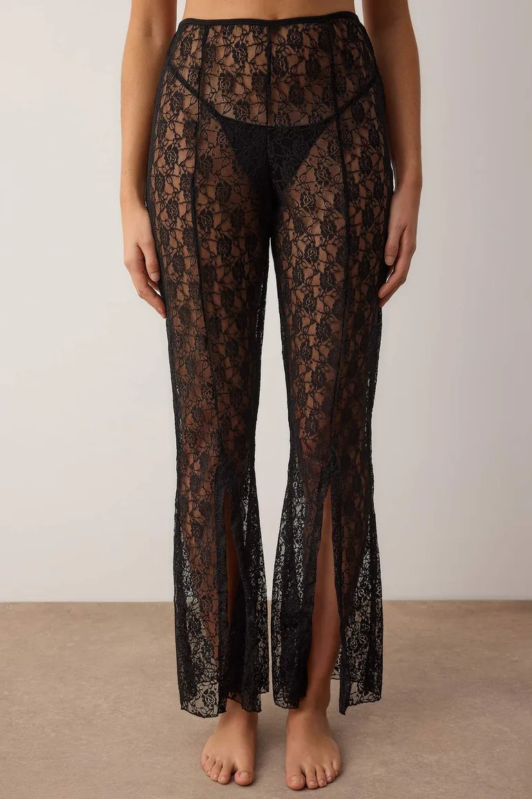 Black lace plain capless underwear set - 6