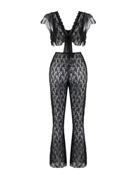 Black lace plain capless underwear set - 2