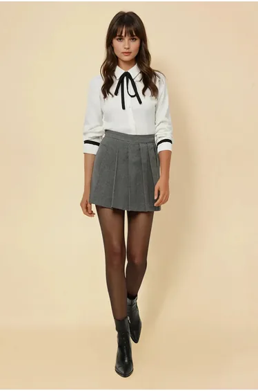 تنورة قصيرة بكسرات