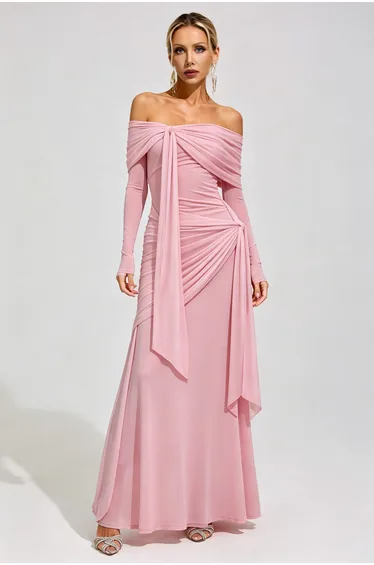 Hadleigh Pink Off-Shoulder Maxi Dress