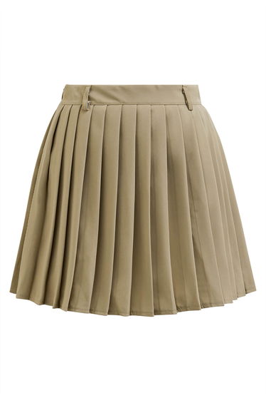 Classic Pleated Mini Skirt in Light Tan