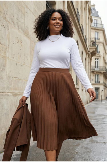 Ecru ribbed knit plus size blouse