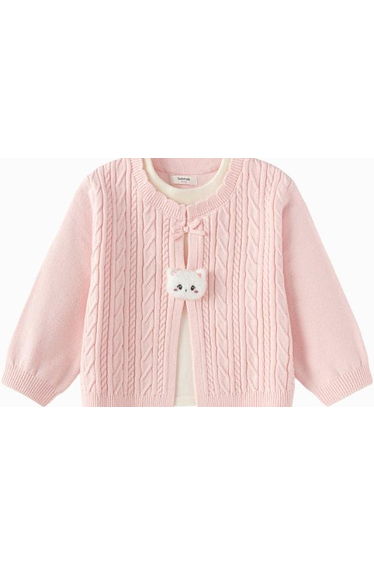 Girls' Knitted Cardigan with Cute Front Detail