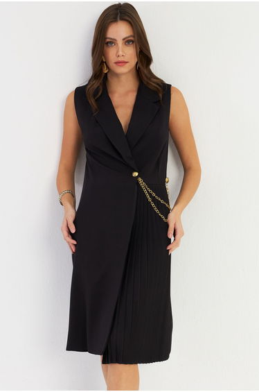 Women's Black Accessory Jacket Dress