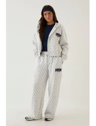 DSGN Studio Polka Dot Applique Straight Leg Jogger - ash grey