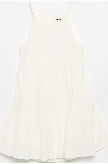 Strappy dress with broderie anglaise WHITE