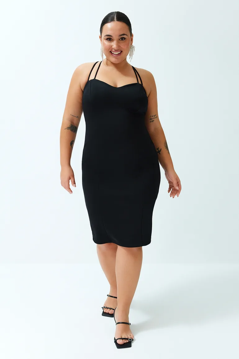 Plus Black Bodycon Midi Dress
