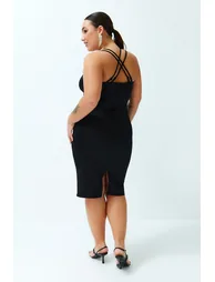 Plus Black Bodycon Midi Dress - 4
