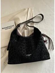 Black Leopard Print Shoulder Bag - 3