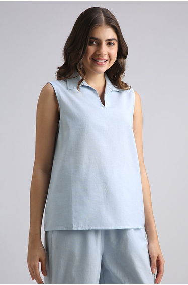 Sleeveless Collared Top