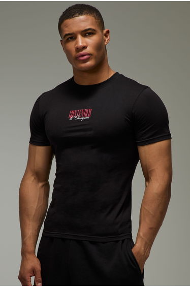 Man Active Boxing Muscle Fit T-Shirt - black