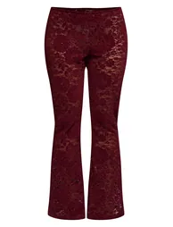 Dark Wine Lace Mid Rise Skinny Flares - 4