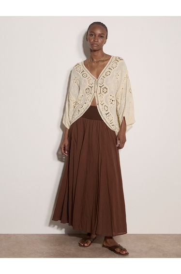 Jersey Waistband Cotton Midaxi Skirt