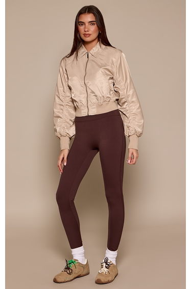 Stone Cropped Nylon Bomber Jacket