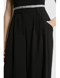 Tailored Crepe Pleat Detail Wide Leg Trousers - 2