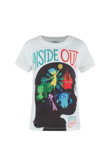 Inside Out Official Girls Sublimation Character T-Shirt - White