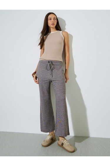 Brown Wide Leg Pants with Side Pocket