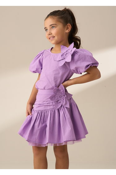 Roxie Purple Corsage Woven Top