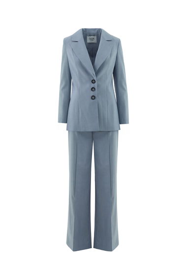 Mono Closure Fitted Straight-Leg Pants Blue Suit