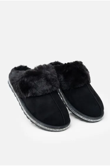 Lemonade Sparkly Deluxe Snugg Slippers Black