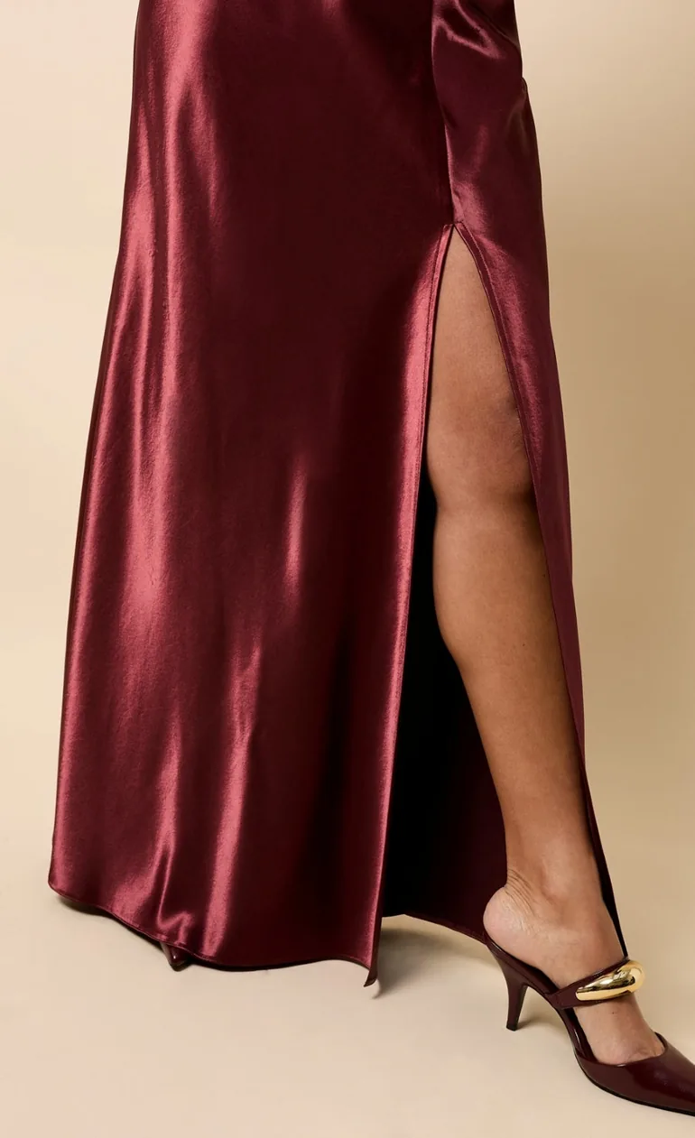 Cherry Satin Maxi Skirt - 4