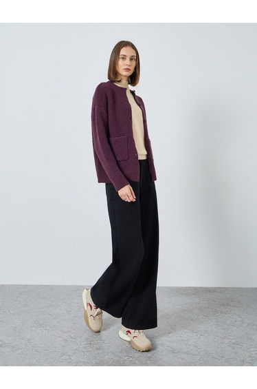 Burgundy Regular Fit Chunky Knit Cardigan