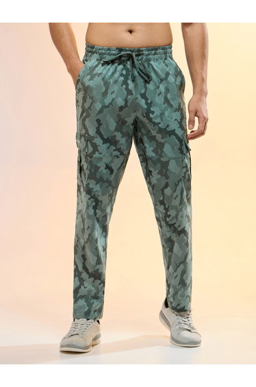 Men Printed Straight Fit Sports Cargo Trackpants