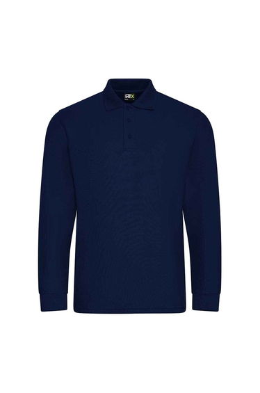 PRO RTX Mens Pro Pique Long-Sleeved Polo Shirt - Navy