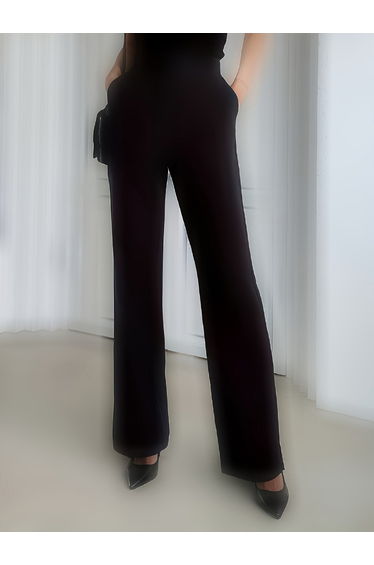 Solid Pocket Detail Straight Leg Pants