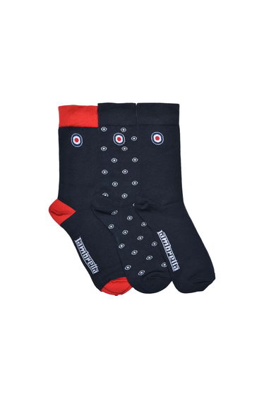 Lambretta Mens Paisley Socks (Pack of 3) - Navy/Red/White