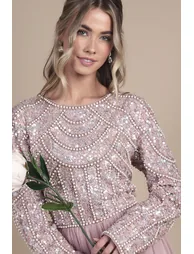 Teen Pearl Embellished Bodice Bridesmaid Tulle Skirt Dress - 3