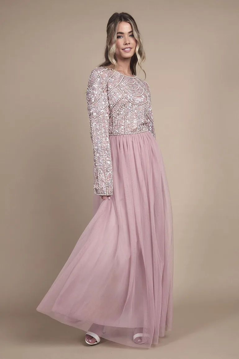 Teen Pearl Embellished Bodice Bridesmaid Tulle Skirt Dress - 2