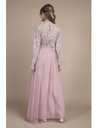 Teen Pearl Embellished Bodice Bridesmaid Tulle Skirt Dress - 1