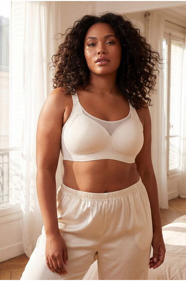 Grey Seamless Laser Cut Invisible/Ghost Wire-Free Covered Bralette Plus Size Bra